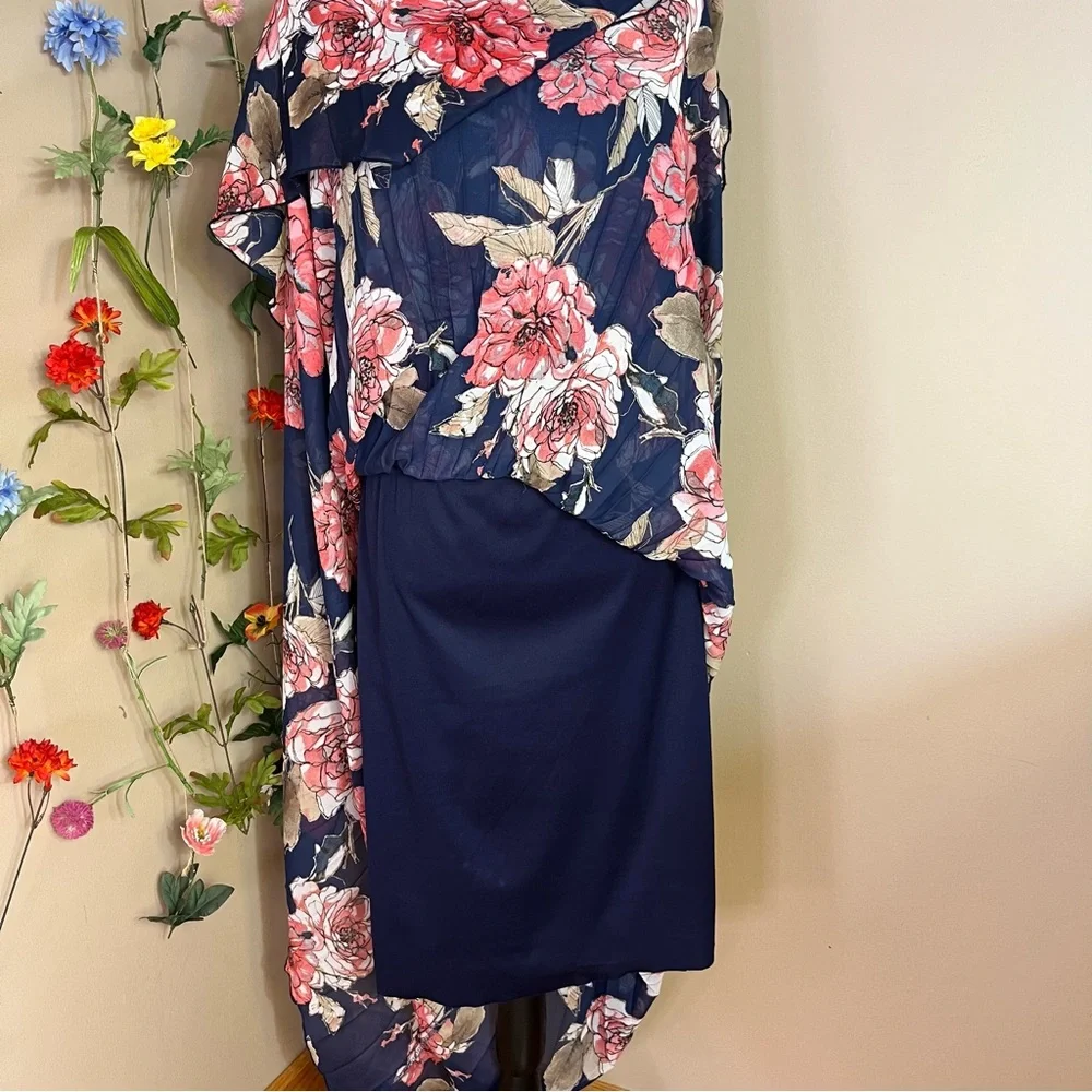 Bisou Bisou Navy Floral Maxi with tie on back
